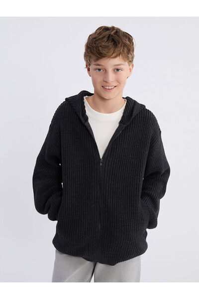 LC Waikiki Hooded Boys' Knitwear Cardigan
