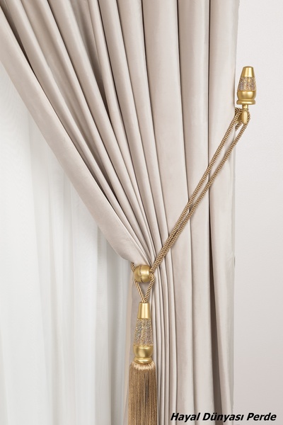 Hayal Dünyası Özel Yapım Perde Toplayıcı Taşlı Ahşap Renso Braçol Takım