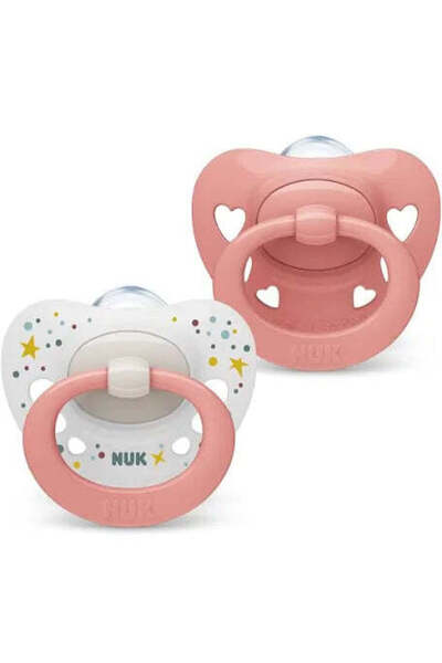 Nuk لهاية أطفال وردية داكنة بيضاء من عمر 0 إلى 6 أشهر، قطعتين