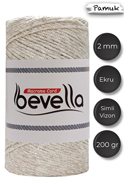 Bevella Macrame Cord Σχοινί Μακραμέ Ασημί Βουργουνδίας Ultra Glitter 2 mm 200 γρ