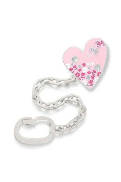 Nuk سلسلة طفل على شكل قلب وردي