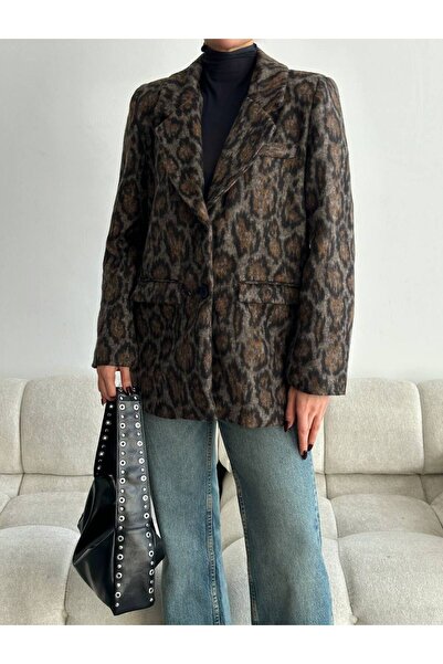 MUZY Leopar Desenli Blazer Ceket