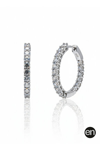 engumus Gümüş Zirkon Taşlı Tamtur Halka Küpe