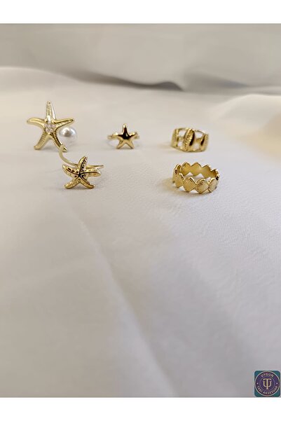 uyguntakıaksesuar مجموعة خواتم صيفية من الفولاذ غير قابلة للتلطيخ مكونة من 5 ...