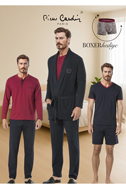Pierre Cardin Men's Clothing 5 Piece Boxed Knitwear Robdöşambr & Summer - Winter Pajama Set