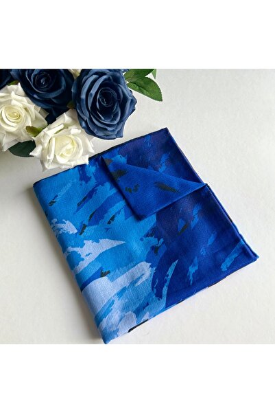 Modakaşmir Okyanus Desenli Pamuklu Şal