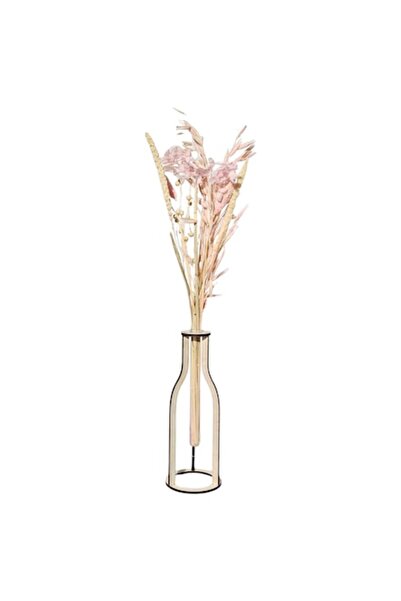 OEM Curved wooden vase with glass test tube 21x7.5 cm