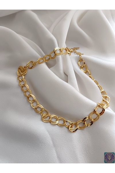 uyguntakıaksesuar قلادة من الفولاذ بسلسلة ذهبية سميكة - موديل عصري لا يتأكسد،...