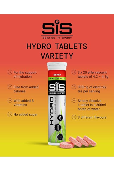 Science in Sport Hydro Electrolyte Tablets, Sugar Free, Variety Pack, 60 Servings (3 Pack)