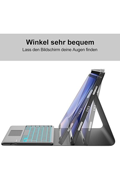 HYX حافظة لوحة مفاتيح لجهاز Samsung Galaxy Tab S10+/S9+/S9 FE+ مقاس 12.4 بوصة — لوحة مفاتيح QWERTZ ألمانية بإضاءة خلفية