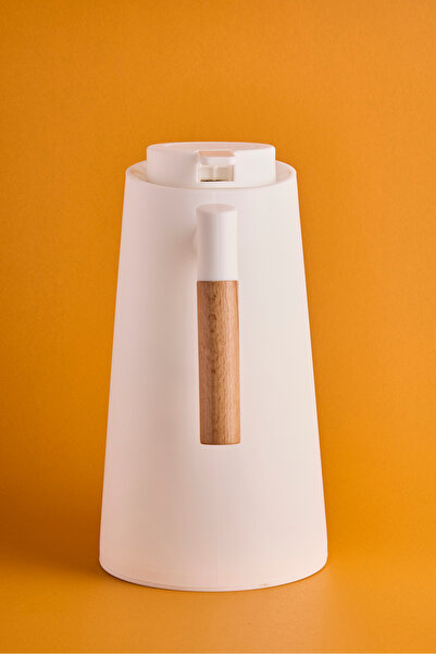 Perotti Aster Nordic Bamboo Handle Glass Vacuum Thermos 1000 ml White