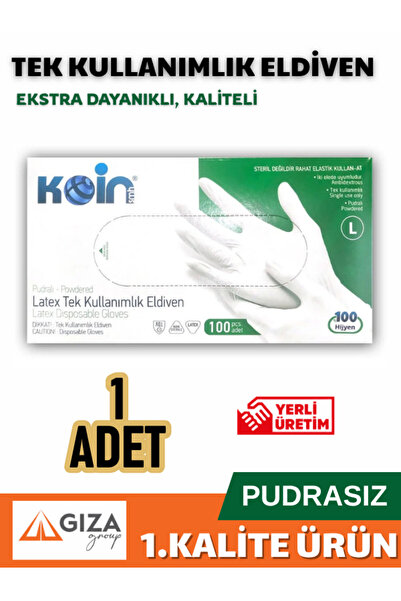 Giza Ambalaj قفازات فحص لاتكس خالية من البودرة من كوين، 100 قطعة