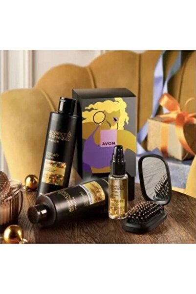 AVON Cutie cadou AT Ultimate Shine — Șampon 250 ml, Balsam 250 ml, Ser 30 ml, Perie de păr