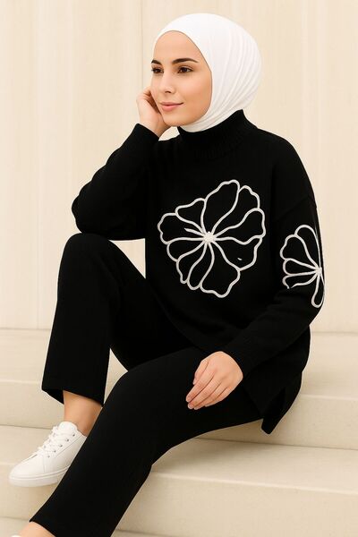 MAY MARA Двукомпонентен комплект от блуза и панталони с флорални апликации