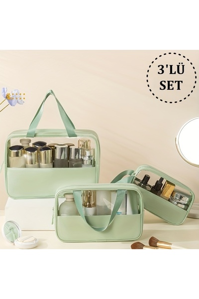 Boldy 3-комплектна сумка для особистої гігієни - Прозора водонепроникна косме...