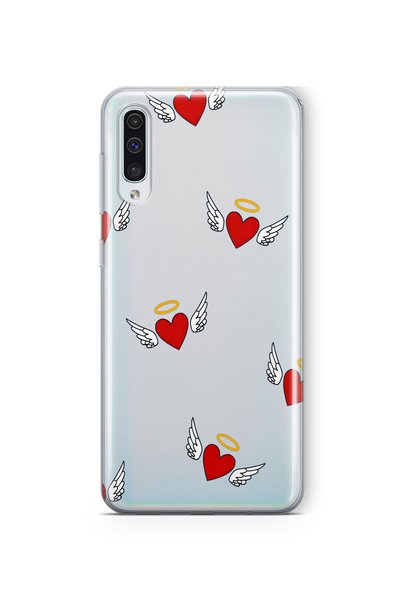FLAMENKO Samsung Galaxy A70 Compatible Angel Heart Pattern Transparent Phone ...
