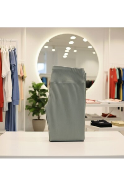 Store “Seoul Wear Kadın Fitilli Yüksek Bel Tayt – Likralı Spor & Günlük Kullanım, Çağla Yeşili