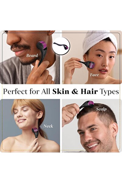 OCHILIMA مجموعة ديرما رولر من التيتانيوم ٥٤٠ إبرة دقيقة للوجه وإعادة نمو الشع...