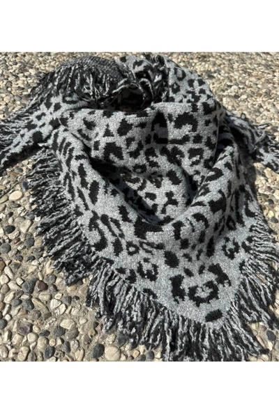 Blotch Camel Black Grey Tassels Cool Style Style and Fashion Icon Triangle Knitwear Shoulder Shawl 180*55 cm