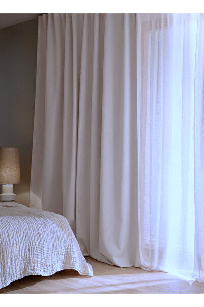 Ran Perde Koyu Krem - Kadife Karartma Perde Blackout -Tek Kanat