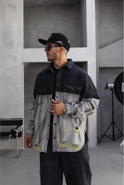 Black Island Cămașă supradimensionată ISL Negru-Gri