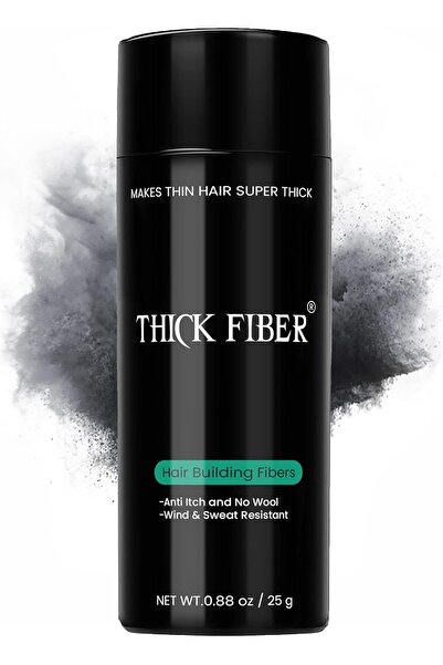 Thick Fiber - ألياف شعر للشعر الخفيف (أسود) زجاجة 25 جرام، إخفاء تساقط الشعر ...