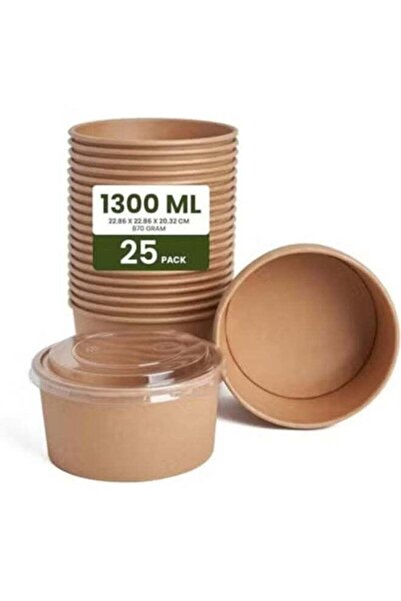 Generic ECOWAY ecoway Compostable Heavy Duty Made Of Paper - [44 Ounce - 1300 Ml, Pack Of 25] Disposable Bo