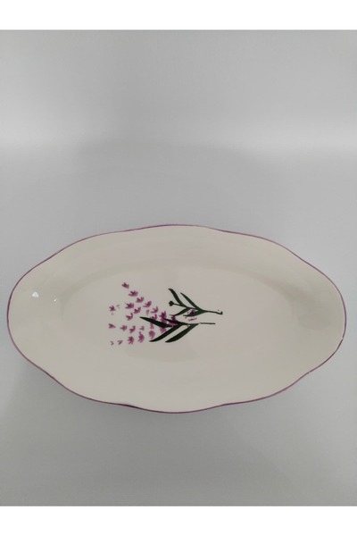 Zümrüdüanka Seramik Lavender Patterned Ceramic Boat Plate
