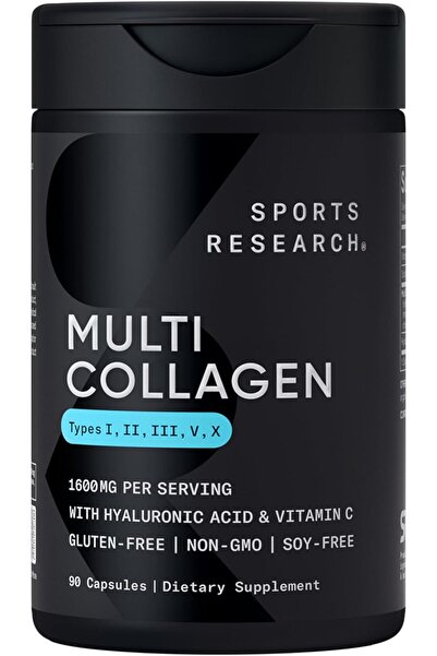 Sports Research SR Multi Collagen Complex Types I, II, III, V & X with Hyaluronic Acid & Vitamin C - 90 Capsules