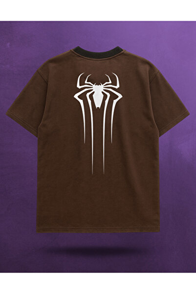 ZAFFİEL تي شيرت بني بتصميم سبايدر مان