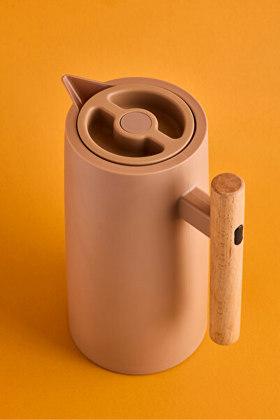 Perotti Begonia Nordic Bamboo Handle Glass Vacuum Thermos 1000 ml Brown