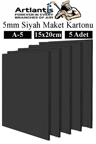 Artlantis Maket Kartonu Siyah Fotoblok 5 mm A5 15x20 cm 5 Adet Hobi Sanat Okul Köpüklü Straforlu Maket Kartonu