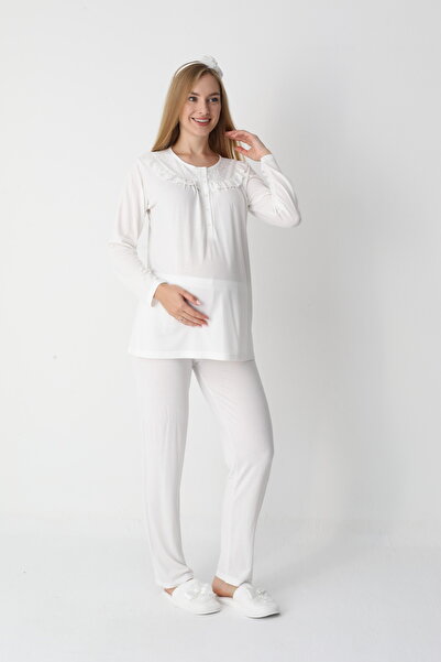 EM&FA TEKSTİL Pregnant Maternity Pajama Set with Robe