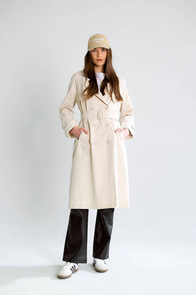 Robin Kol Dantel Detaylı Trençkot Taş