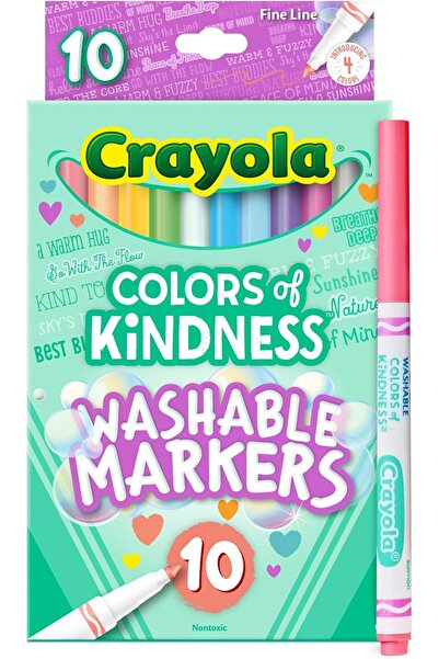 Crayola مجموعة أقلام تلوين قابلة للغسل من كولورز أوف كيندس، 10 قطع، متعددة ال...