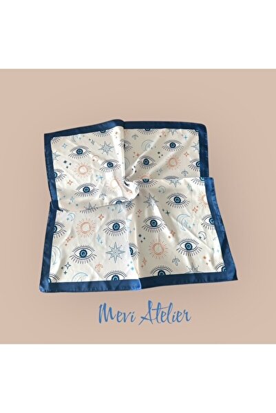 Mevi Atelier وشاح باندانا منقوش للعين مقاس 50 × 50