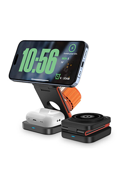 kaylia Încărcător Wireless 3 în 1 Portabil – Telefon, Căști, Tabletă, 15W, Magnetic