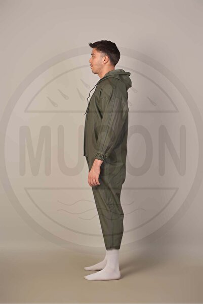 Muson Su Geçirmez Balıkçı Boy Tulum Yağmurluk Fermuarlı Kolay Giyilen Su ve Rüzgar Geçirmez Dayanıklı