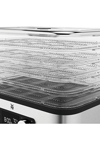 WMF Deshidrator alimentar electric, oțel inoxidabil, 27,7 x 18,8 x 20,4 cm, transparent/argintiu