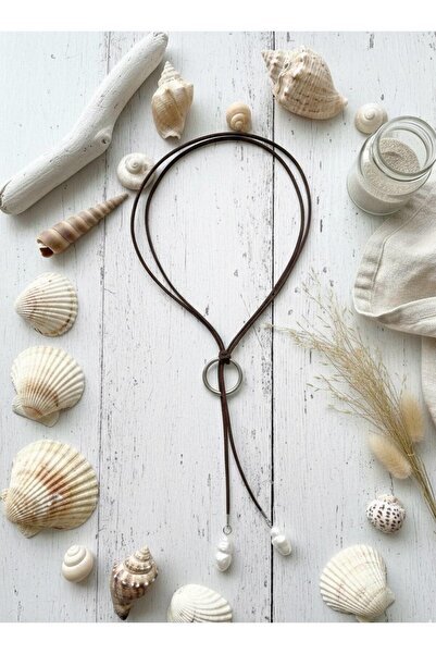 canan dizayn BOHEM BİLEZİK KOLYE YAMUK İNCİLİ SÜET İP METAL HALKA TARZ