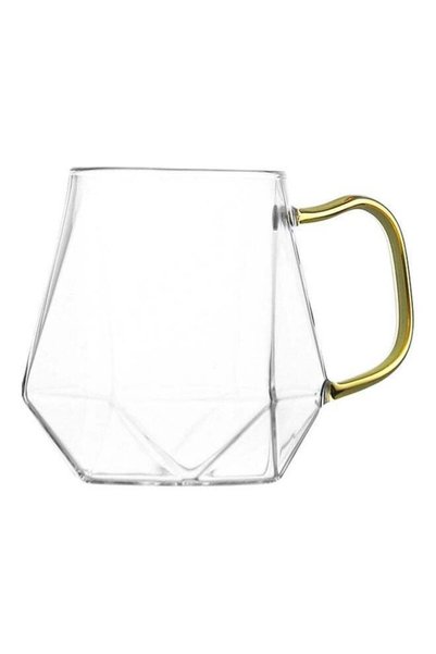 Generic Glass Handle Cup Clear/Gold