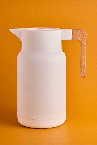 Perotti Sakura Nordic Bamboo Handle Glass Vacuum Thermos 1000 ml White