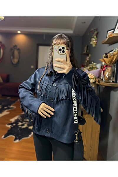 MODAGK سترة رعاة البقر من الجلد المدبوغ مع تفاصيل الشراشيب - طراز غربي