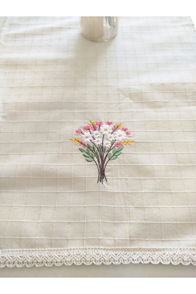 denizli hatırası Buldan Monica Fabric Authentic Natural Embroidered 47X110 cm Runner