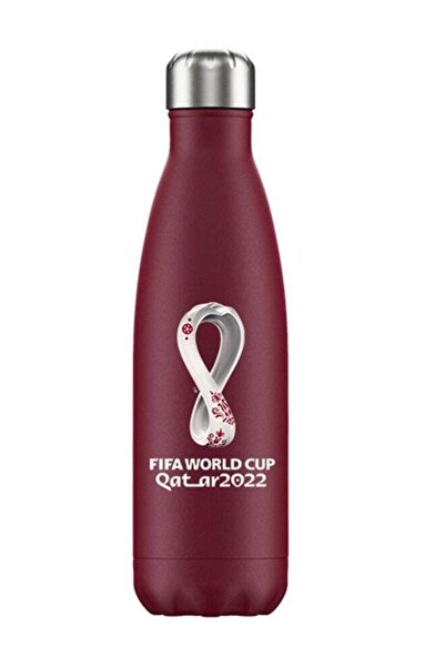 Generic World Cup 2022 Printed Stainless Steel Vacuum Double Wall Bottle 500ml- Maroon