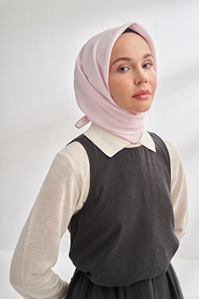 ARMANDA Premium %100 Twill İpek Eşarp Düz Çift Taraflı İpek Silk - Şeker Pembesi