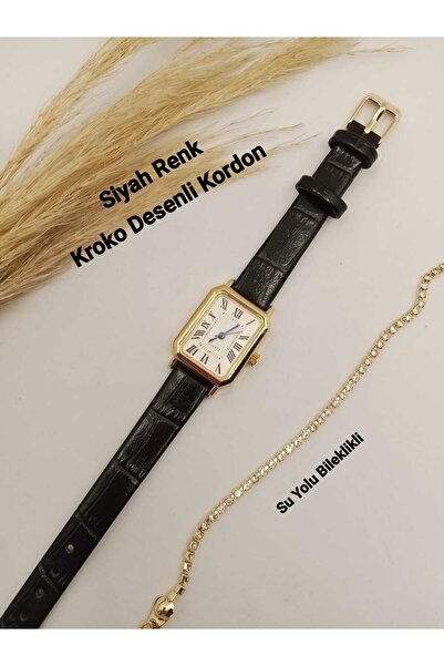 Brality Retro Still Brand Vintage Model Roman Numeral Black Cord Steel Gold C...