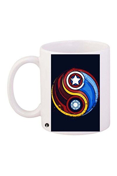 Generic BP Iron Man And Captain America Logo Printed Coffee Mug White/Red/Blue