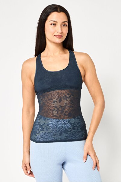 Emporio Armani Women Brand Logo Sleeveless Sleepwear Dress,Navy