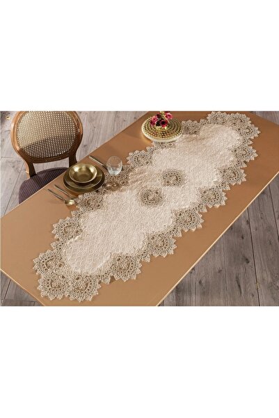 Madamca Vasiliki Velvet Lace Runner Cream (60*120